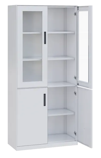 SLIM CONCEPT 01 skříň kovová prosklená, 1950x900x400 mm, bílá/úchytka antracit